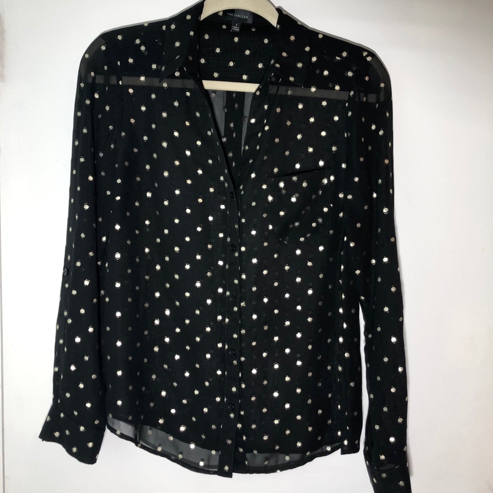 The Limited Black and Gold Sheer Blouse - small